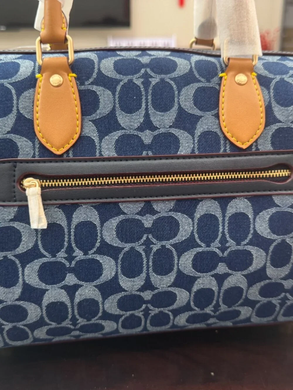 Coach Rowan Satchel Bag In Signature Denim Canvas NWT CY699 - Picture 3 of 6